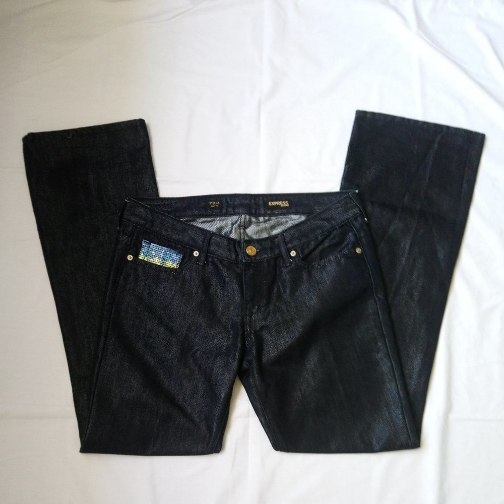 EXPRESS JEANS STELLA Shinny Boot Leg Jeans Sz 10